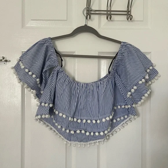 NEW Forever 21 Pom Pom Off-the-shoulder Top - Picture 7 of 7